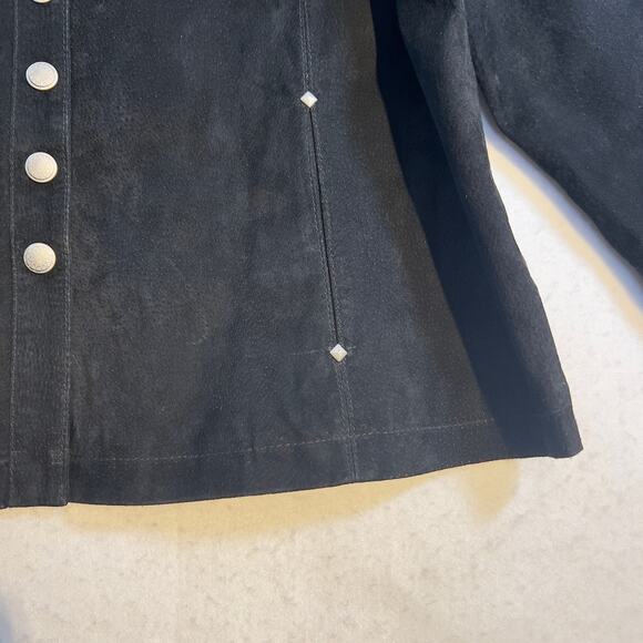 Dressbarn Woman Leather Suede Jacket Woman 18/20 Snap Buttons Studs Quilt Detail - Picture 7 of 16